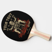 バイクもしくは自転車に乗る人骨格パーソナライズされた自動二輪車ショップガレージ 卓球ラケット (横)