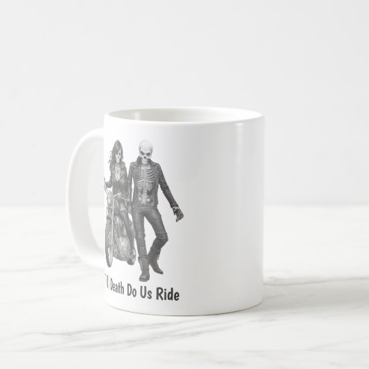 バイクもしくは自転車に乗る人骨格対 コーヒーマグカップ (正面左)