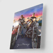 バイクもしくは自転車に乗る人1クロック スクエア壁時計 (傾斜)