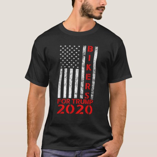 バイクもしくは自転車に乗る人2020トランプ2020アメリカ国旗の保守的M Tシャツ (正面)