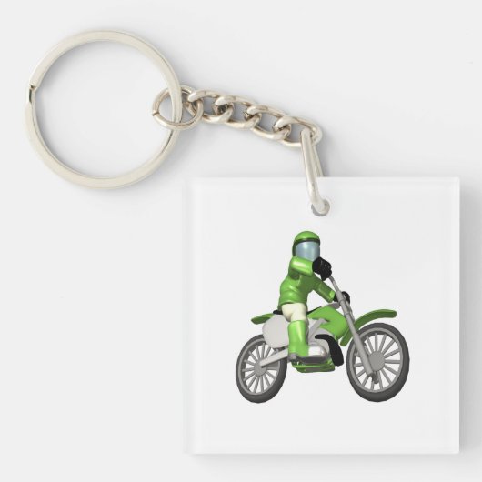 バイクもしくは自転車に乗る人3 キーホルダー (正面)