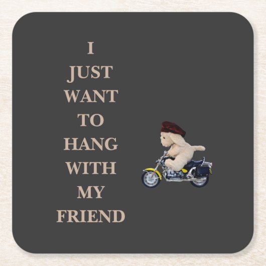 バイクもしくは自転車に乗る人- スクエアペーパーコースター (正面)