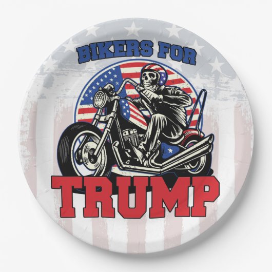 バイクもしくは自転車に乗る人, TRUMP愛国者のバイク社長のための ペーパープレート (正面)