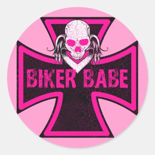 バイクもしくは自転車に乗る人BABE ラウンドシール (正面)