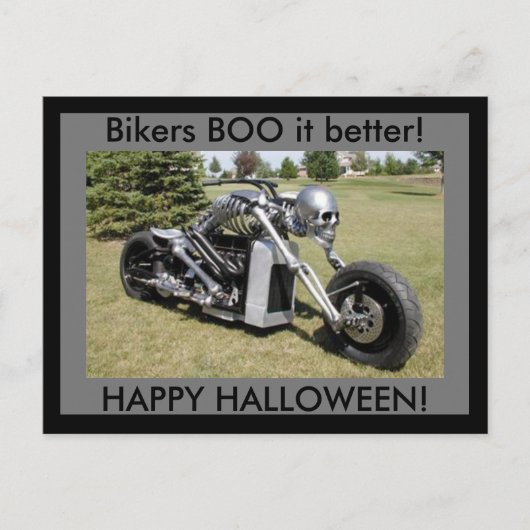 バイクもしくは自転車に乗る人BOO itより良いハッピーハローウィンはがき ポストカード (正面)
