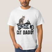 バイクもしくは自転車に乗る人CAT Tシャツ、CAT DADDYオートバイティーズ Tシャツ (正面)