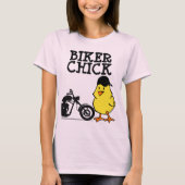 バイクもしくは自転車に乗る人CHICK、レディース用バイクTシャツ Tシャツ (正面)