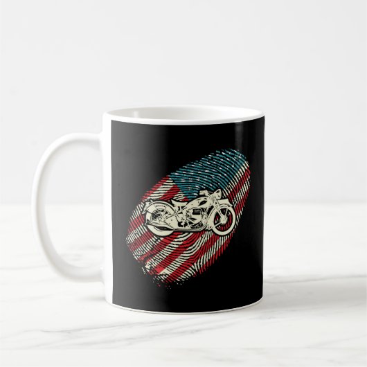 バイクもしくは自転車に乗る人Usaフラグ指紋2指波 コーヒーマグカップ (左)