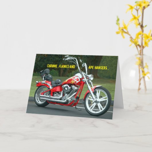 バイクもしくは自転車に乗る人Vツインハーレー道路発疹が良い早いカードを取得 カード (黄色い花)