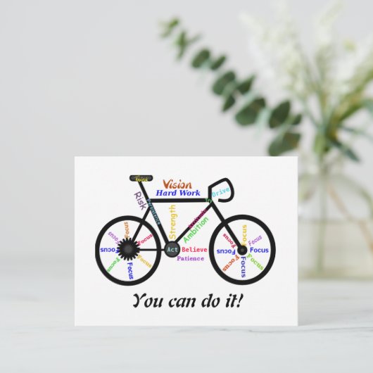 バイクやる気を起こさせるサイクリングサイクリング出来る！ ポストカード (スタンド正面)