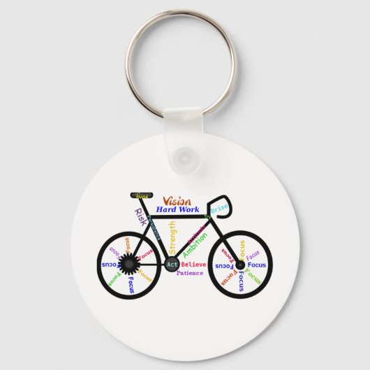 バイクやる気を起こさせる、サイクル、サイクリング、スポーツ用語 キーホルダー (正面)