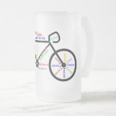 バイクやる気を起こさせる、サイクル、サイクリング、スポーツ用語 フロストグラスビールジョッキ (正面右)
