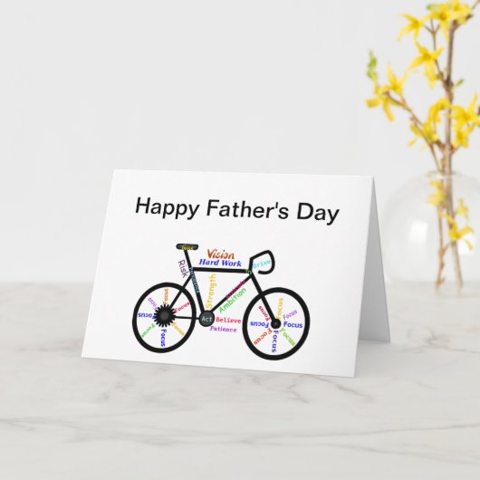 バイクやる気を起こさせる、自転車、サイクリング父の日 カード (黄色い花)