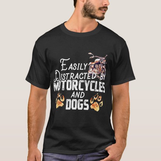 バイクや犬のTシャツに気が散る Tシャツ (正面)