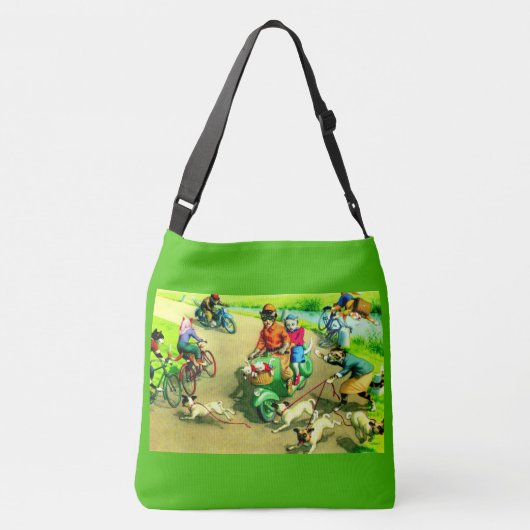 バイクや自転車で猫をメインザーする クロスボディバッグ (裏面)