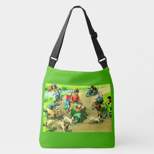 バイクや自転車で猫をメインザーする クロスボディバッグ (正面)