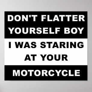 バイクを眺める面白いポスター ポスター