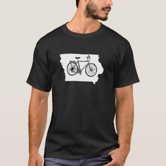 バイクアイオワサイクリングバイクもしくは自転車に乗る人 Tシャツ (正面)