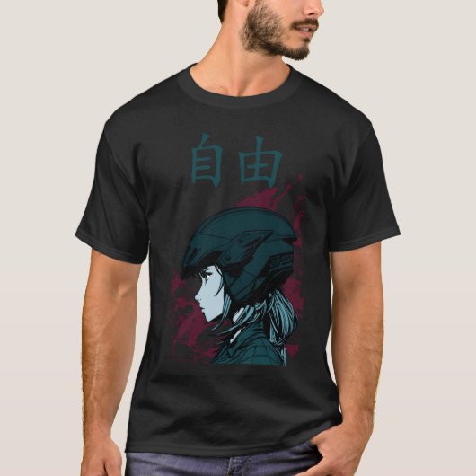 バイクアニメの女の子の家族 Tシャツ (正面)