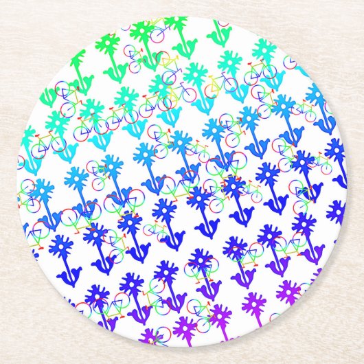 バイクアンドフラワー紙コースター ラウンドペーパーコースター (正面)