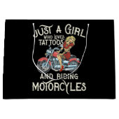 . .バイクアートの贈り物が大好おもしろいきな少女。 ラージペーパーバッグ (正面)