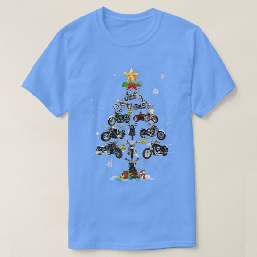 バイクオーナメントデコレーションクリスマスツリーティー Tシャツ (デザイン正面)