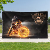 バイクカスタマイズロバイクもしくは自転車に乗る人修理ロゴウォール大 横断幕 (外側)