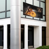 バイクカスタマイズロバイクもしくは自転車に乗る人修理ロゴウォール大 横断幕 (ビルの外側)