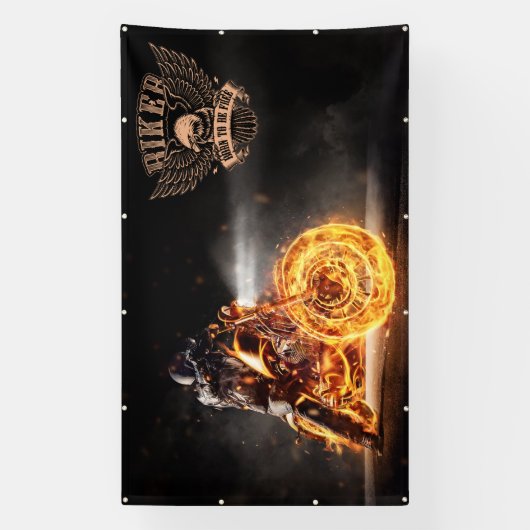 バイクカスタマイズロバイクもしくは自転車に乗る人修理ロゴウォール大 横断幕 (縦)