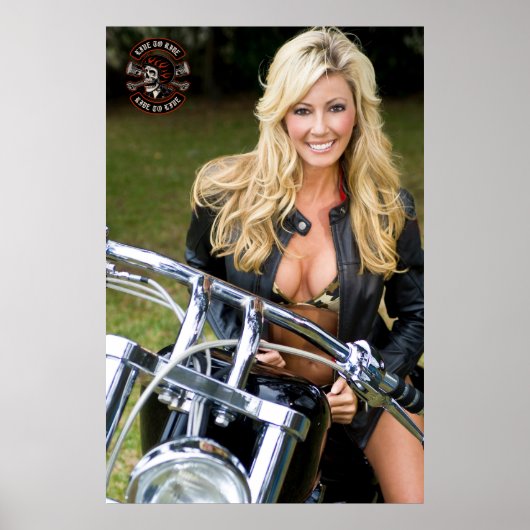 バイクカスタマイズロークショップロゴビキニBabe ポスター (正面)