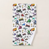 バイクカッコいいイラストレーションパターン バスタオルセット (ハンドタオル)