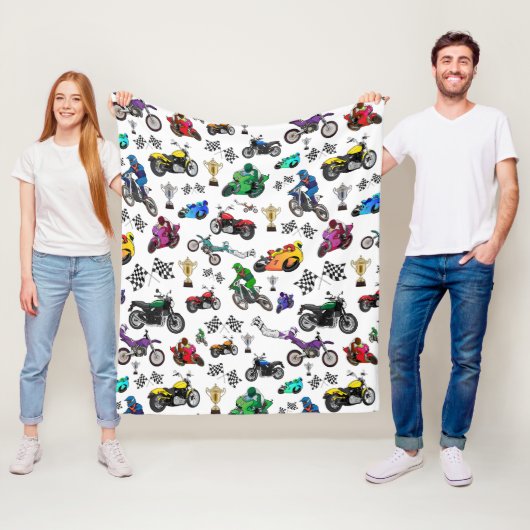 バイクカッコいいイラストレーションパターン フリースブランケット (インサイチュ)