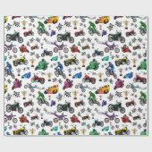 バイクカッコいいイラストレーションパターン ラッピングペーパー (フラット)