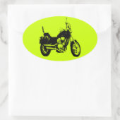 バイクカッコいいシルエット 楕円形シール (バッグ)