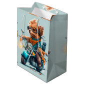 バイクカッコいい抱き枕を運転する犬 ミディアムペーパーバッグ (裏面アングル)