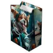 バイクカッコいい抱き枕を運転する犬 ミディアムペーパーバッグ (裏面アングル)