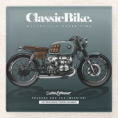 バイククラシックコースター |オートバイコースターセット ガラスコースター (正面)
