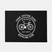 バイククラブファミリーの場所名(白黒) ドアマット (正面)