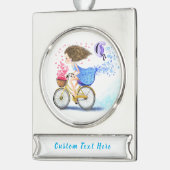 バイククリスマスオーナメントの女の子カスタム文字 シルバープレートバナーオーナメント (左)
