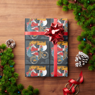 バイククリスマスホリデー ラッピングペーパー