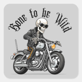 バイククールに乗るスケルトンの骨 スクエアシール