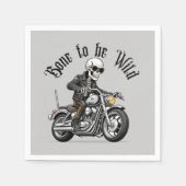 バイククールに乗るスケルトンの骨 スタンダードカクテルナプキン (正面)