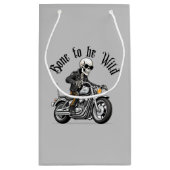 バイククールに乗るスケルトンの骨 スモールペーパーバッグ (裏面)