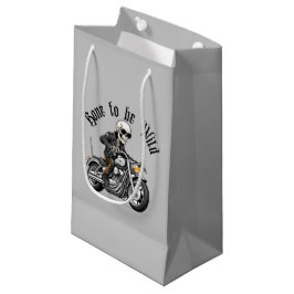 バイククールに乗るスケルトンの骨 スモールペーパーバッグ