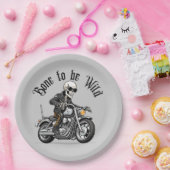 バイククールに乗るスケルトンの骨 ペーパープレート (パーティー)