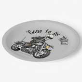 バイククールに乗るスケルトンの骨 ペーパープレート (アングル)