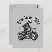 バイククールに乗るスケルトンの骨 ポストカード (正面/裏面)