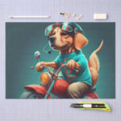 バイククールを運転している犬 薄葉紙 (クラフト)