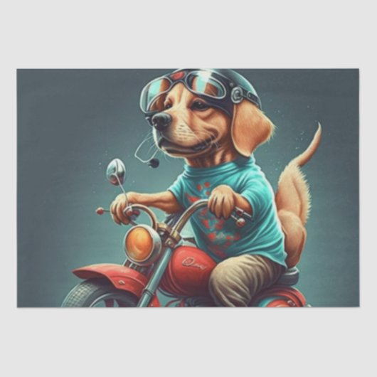 バイククールを運転している犬 薄葉紙 (正面)