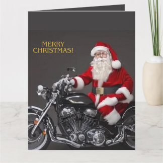 バイクサンタクロース折りたたみグリーティングカード カード